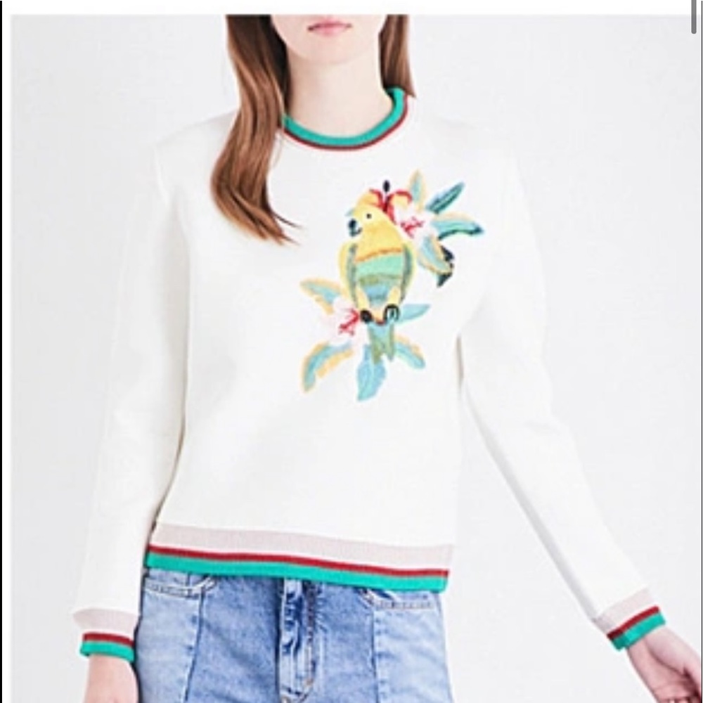 Maje Women's White/off white  Parrot Sweatshirt
Like New!!